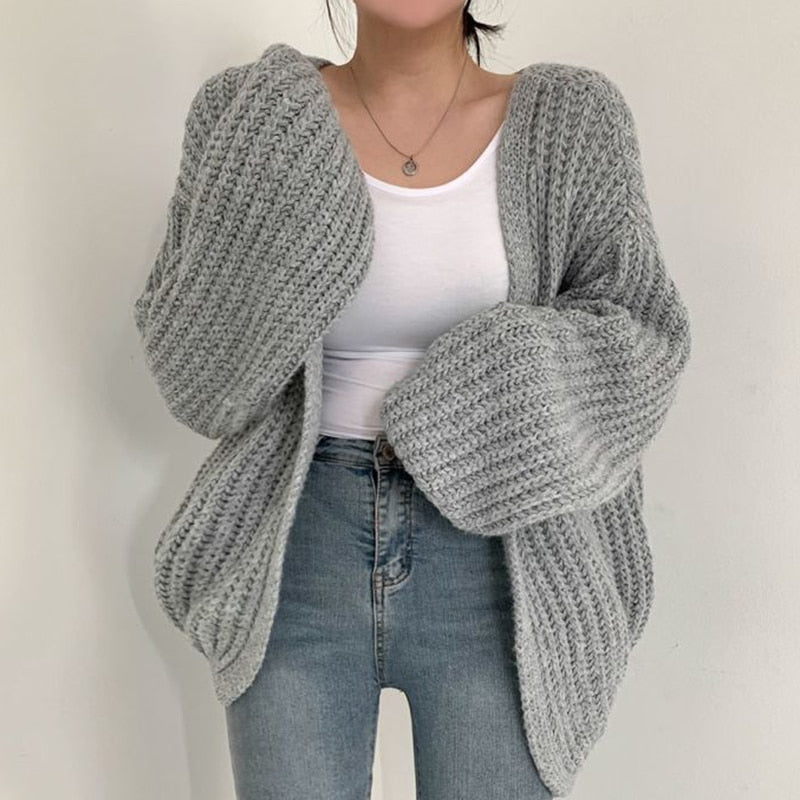 Nova - Grobstrick Herbst Oversized Cardigan für Damen