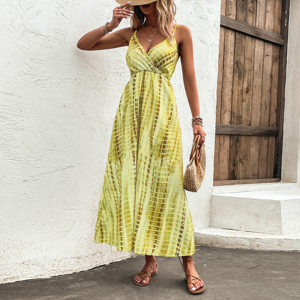 Gelbes Maxi Sommerkleid