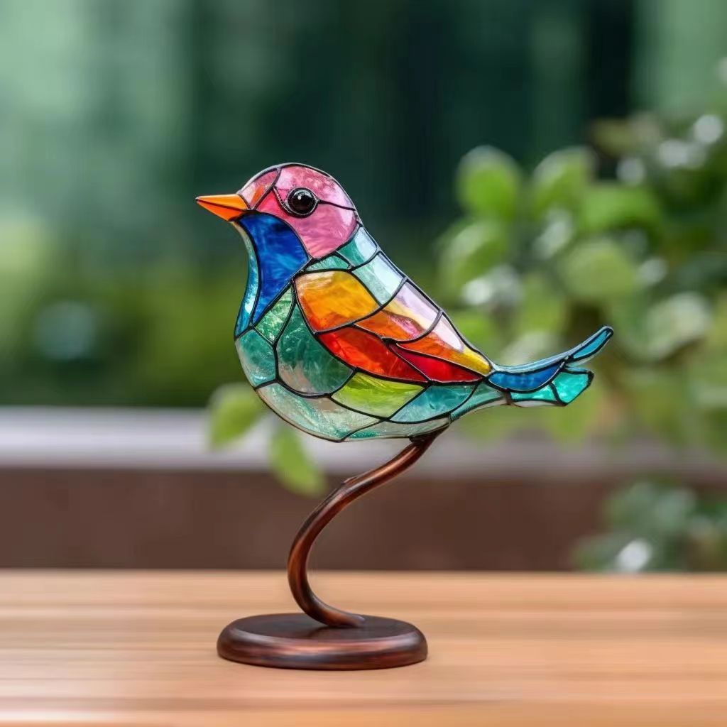 BirdsDecor™ Vögel auf Ästen Buntglasornamente