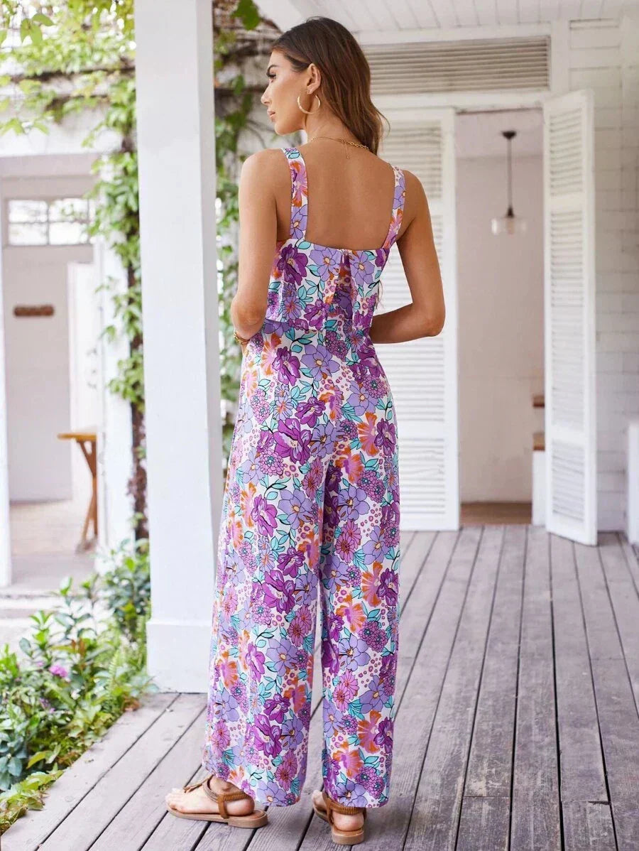 Natalie | Geblümter Jumpsuit mit weiten Beinen