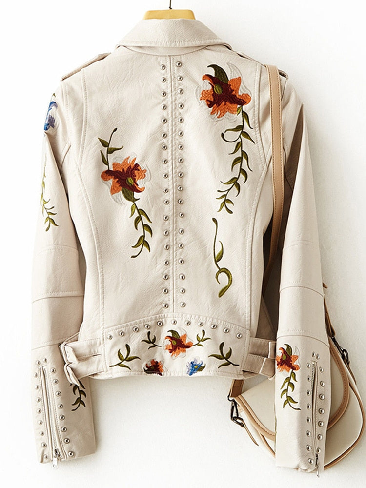 Lederjacke mit Blumen