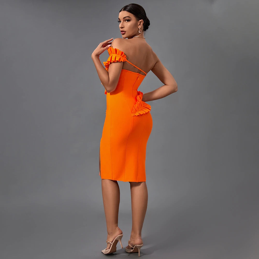 Orangefarbenes Bodycon-Kleid