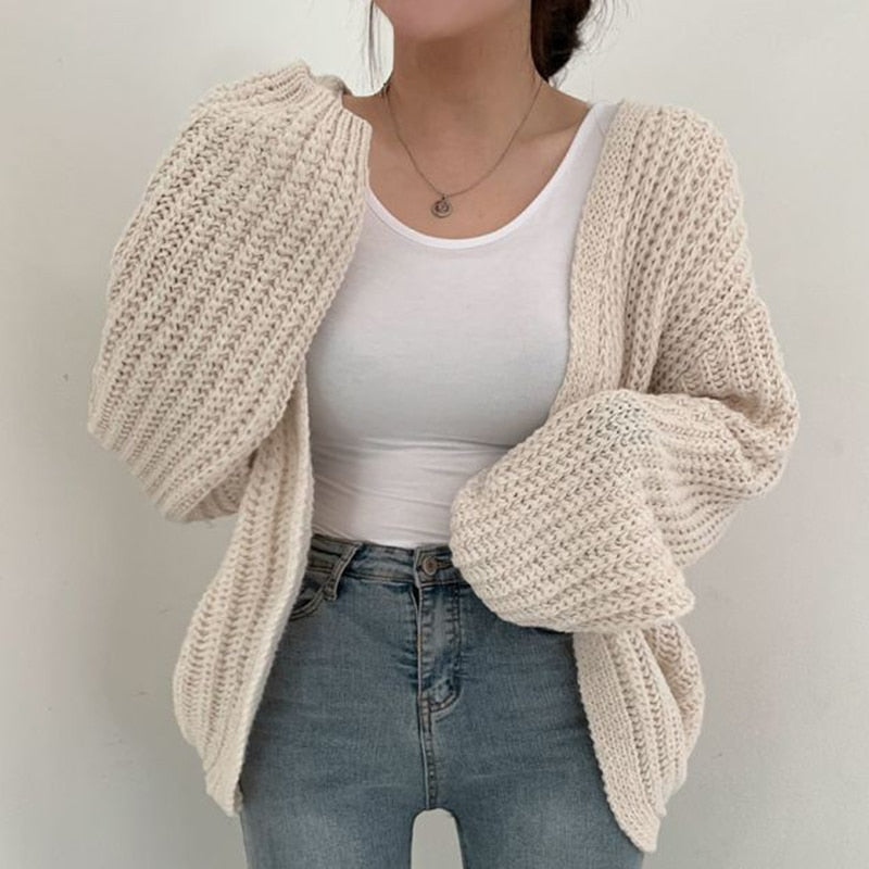 Nova - Grobstrick Herbst Oversized Cardigan für Damen