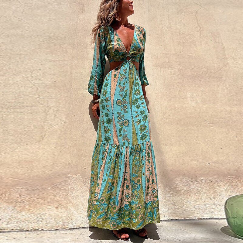 Boho Maxikleid mit Cut-Outs