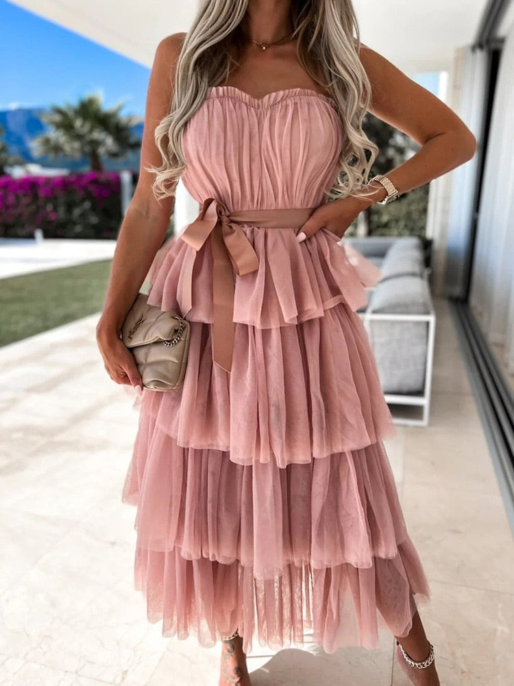 Maxi kleid mit Rüschen