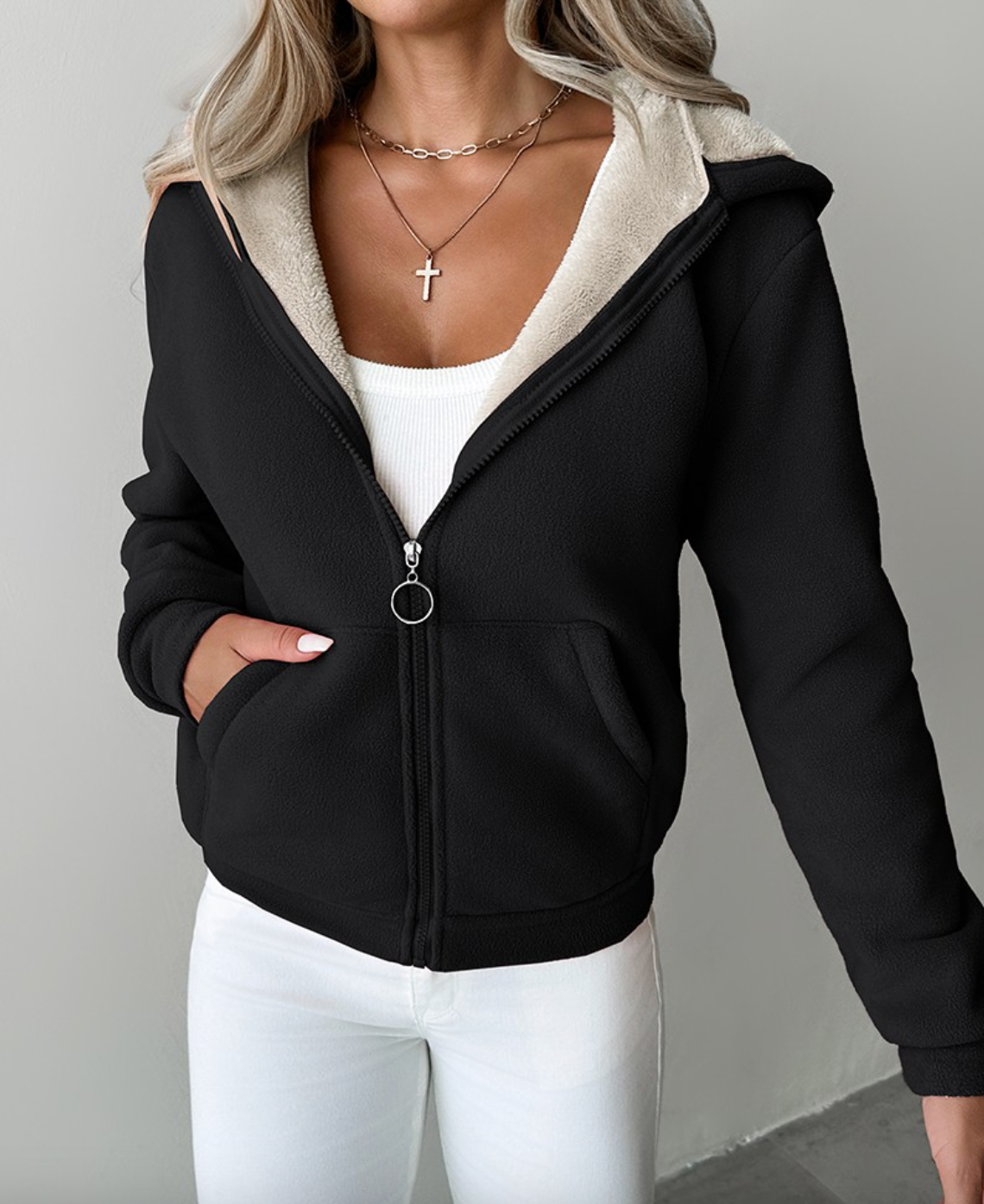 Scarlett - Stilvolle und Lässige Winter Fleece Hoodie mit Reißverschluss für Damen