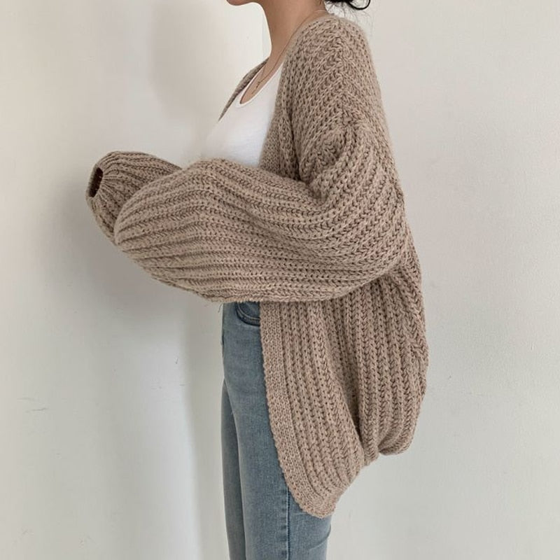 Nova - Grobstrick Herbst Oversized Cardigan für Damen