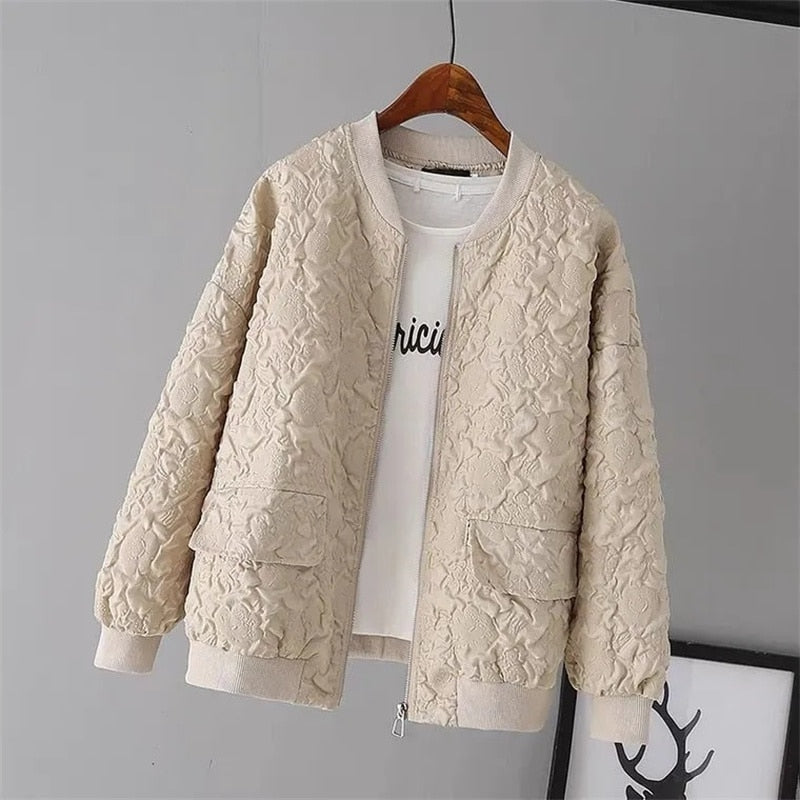 Beige Bomberjacke mit Muster