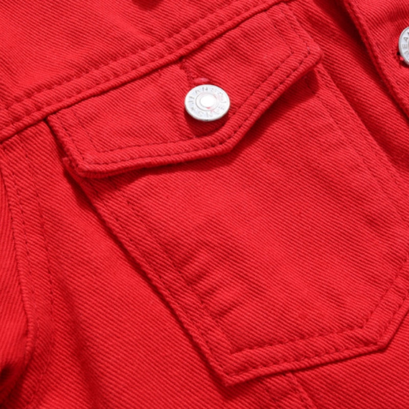 Rote Jeansjacke