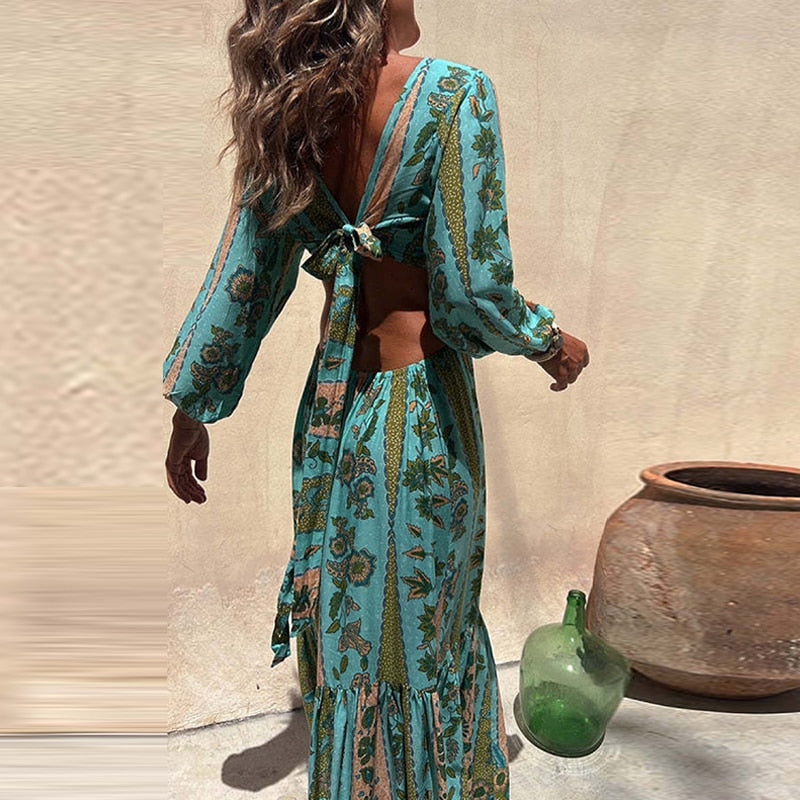 Boho Maxikleid mit Cut-Outs