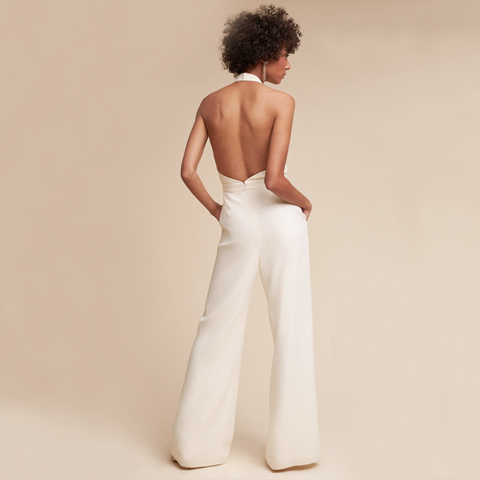 Brenda | Eleganter rückenfreier Jumpsuit mit weitem Bein