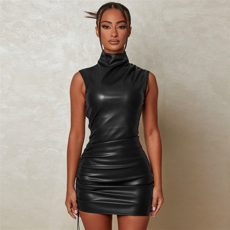 Leatherlook Minikleid