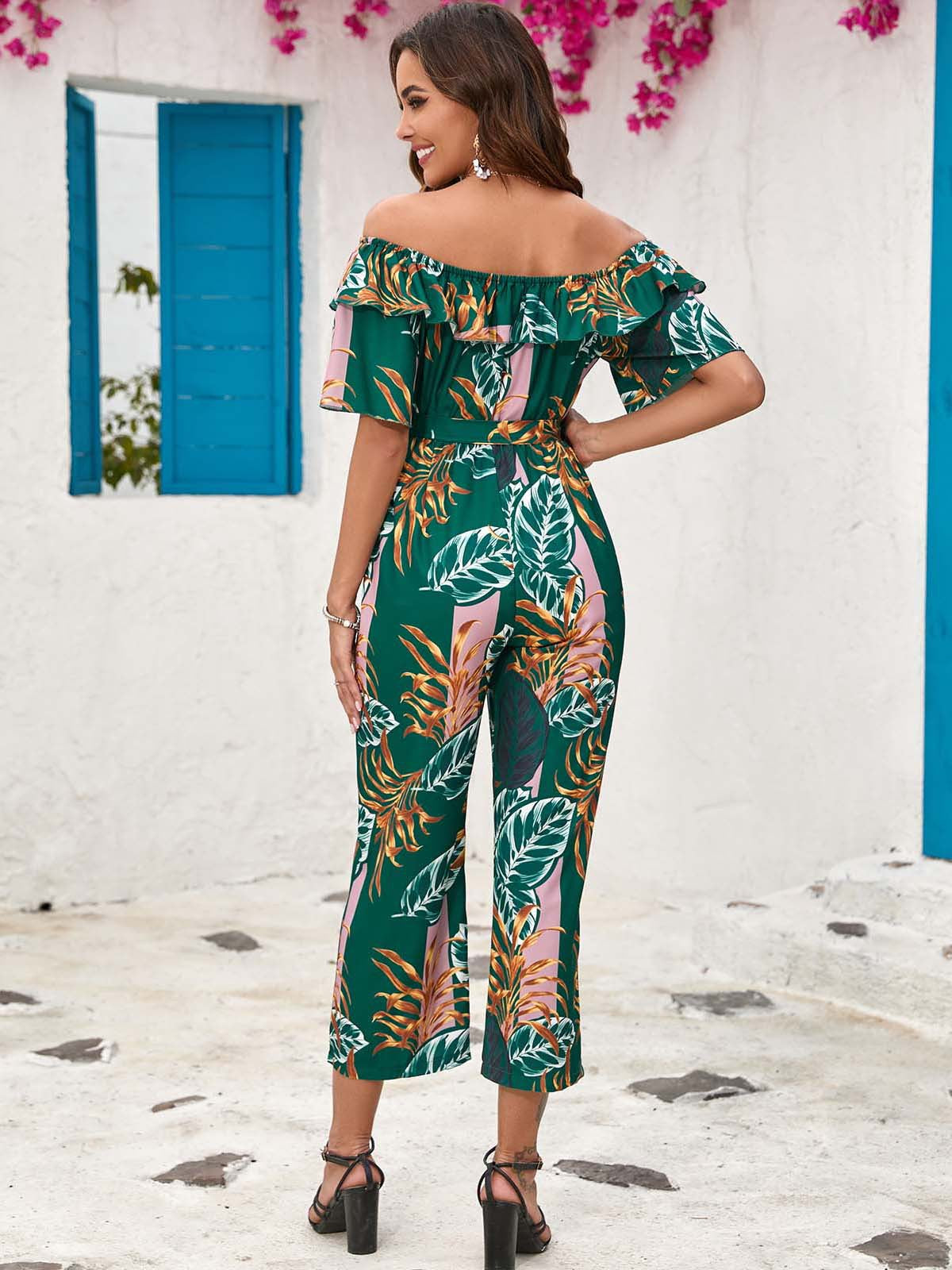 Grüner Jumpsuit mit Druck