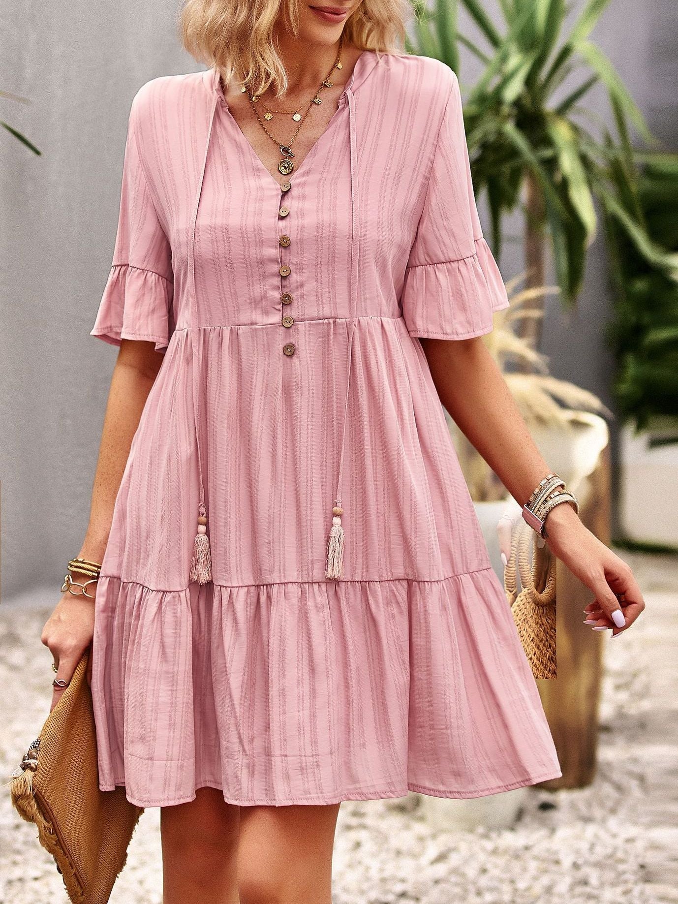 Rosa Basic-Kleid