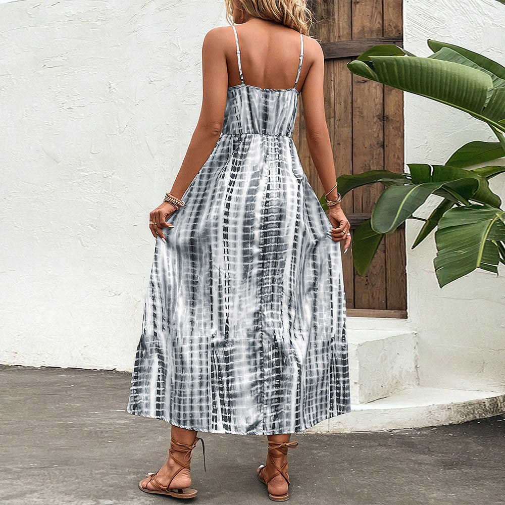 Schwarz/weißes Maxi Sommerkleid