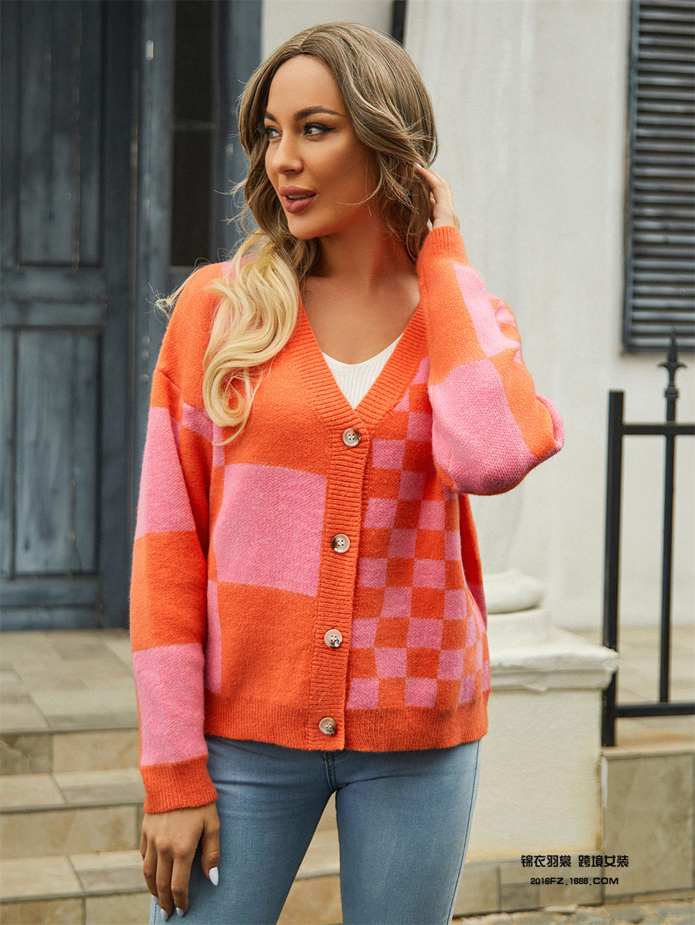 Orange/rosa Cardigan