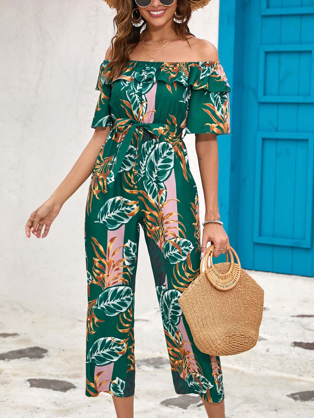 Grüner Jumpsuit mit Druck