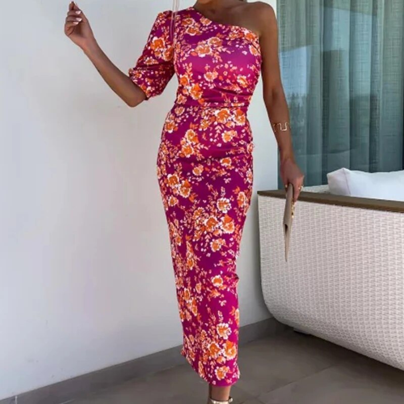 Celeste - Ein-Schulter-Kleid mit Puffärmeln