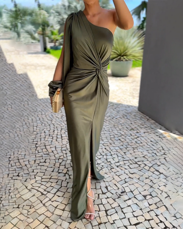 Loïs | One shoulder Kleid mit hohem Schlitz