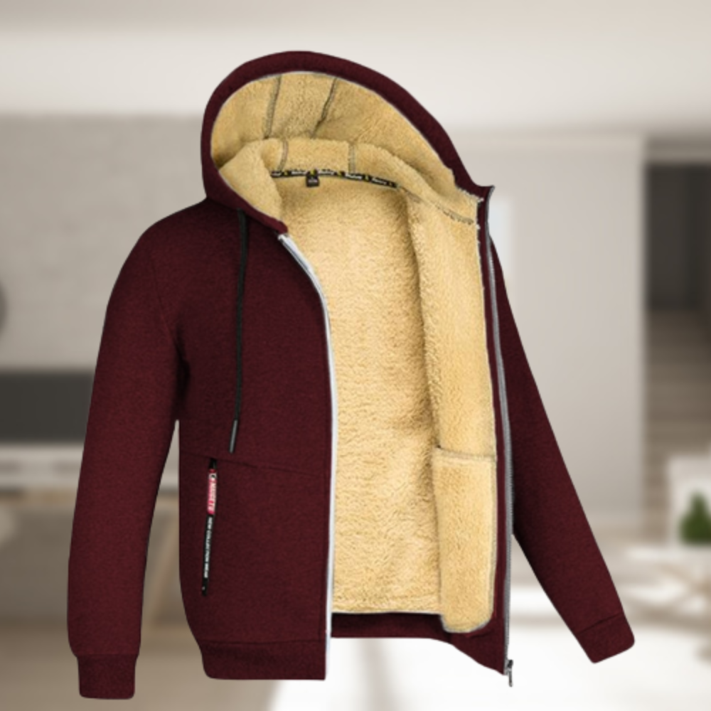 Sadi | Lässige Herren Winterjacke mit Kapuze und Fleece