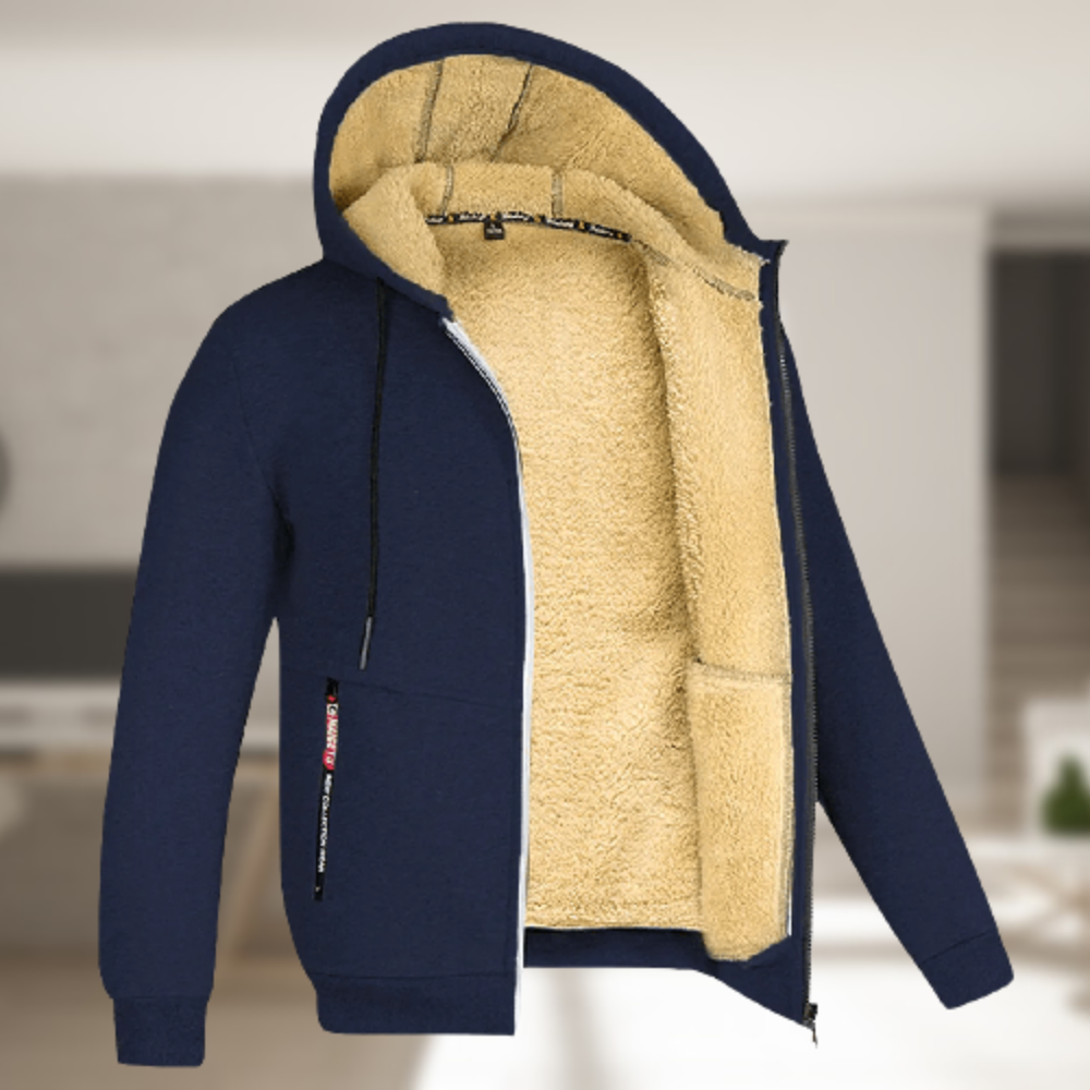 Sadi | Lässige Herren Winterjacke mit Kapuze und Fleece