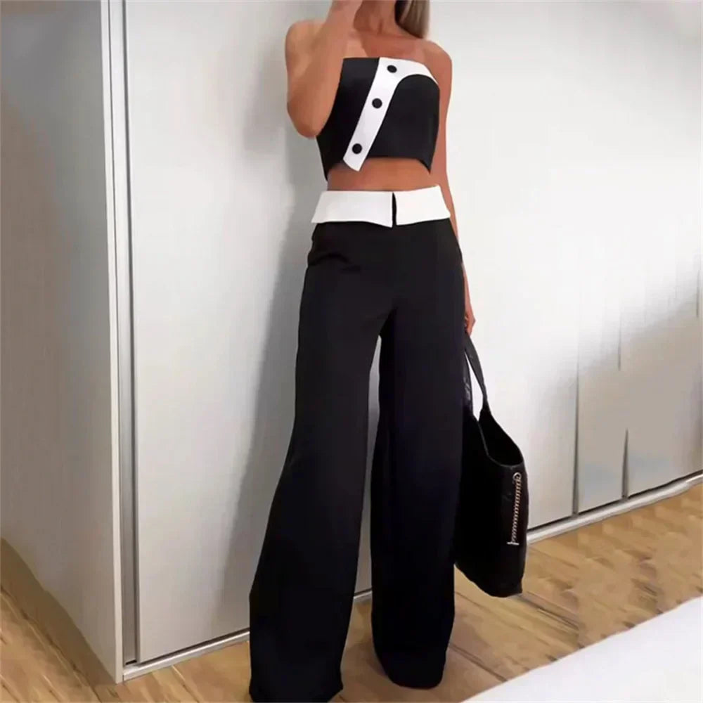 Sam | Crop Top & weite Hose mit hoher Taille Set