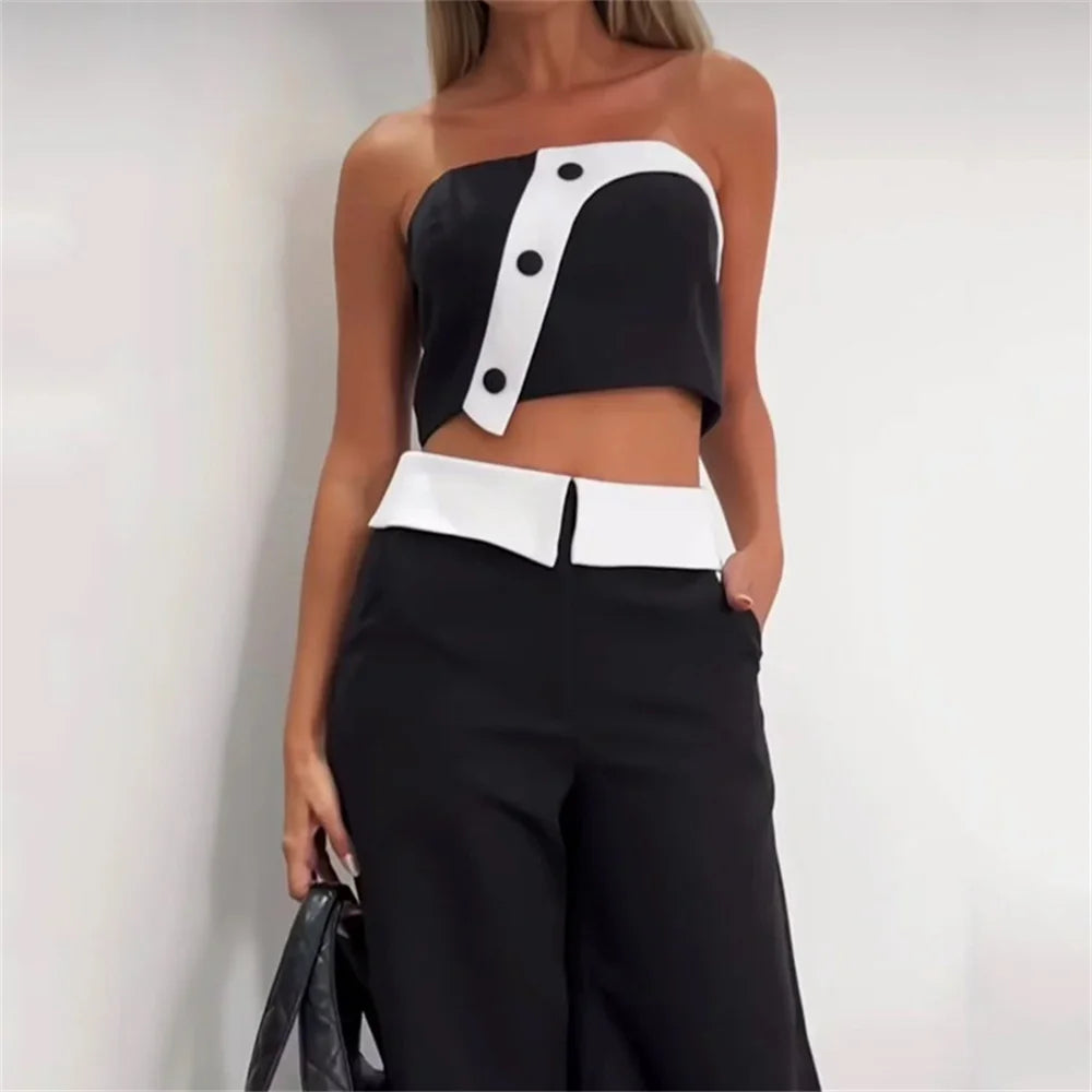 Sam | Crop Top & weite Hose mit hoher Taille Set