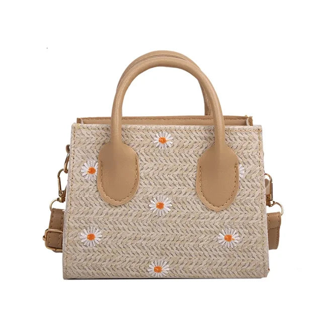 Daisy | Geflochtene Handtasche mit floralen Akzenten