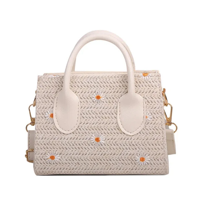 Daisy | Geflochtene Handtasche mit floralen Akzenten