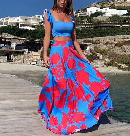 Kiara - Sexy zweiteiliges Sommerkleid mit Boho-Print