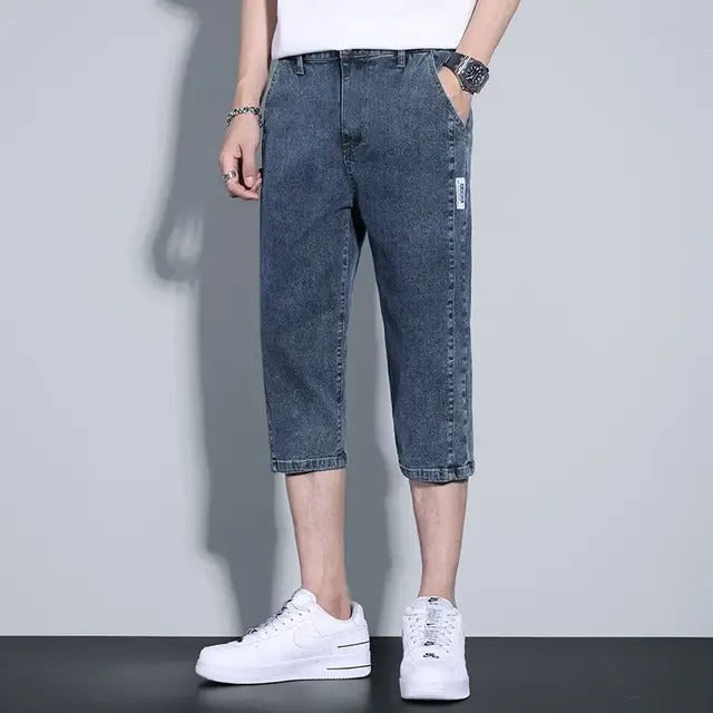 James  | Washed Denim Straight Leg Herren Dreiviertelhosen