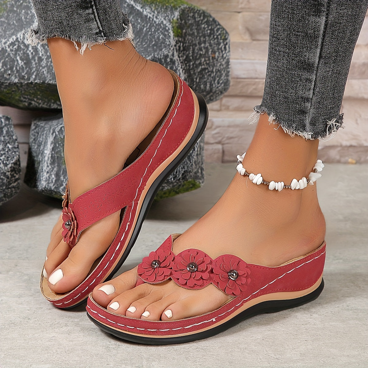 Kiara | Bequeme florale Flip Flops