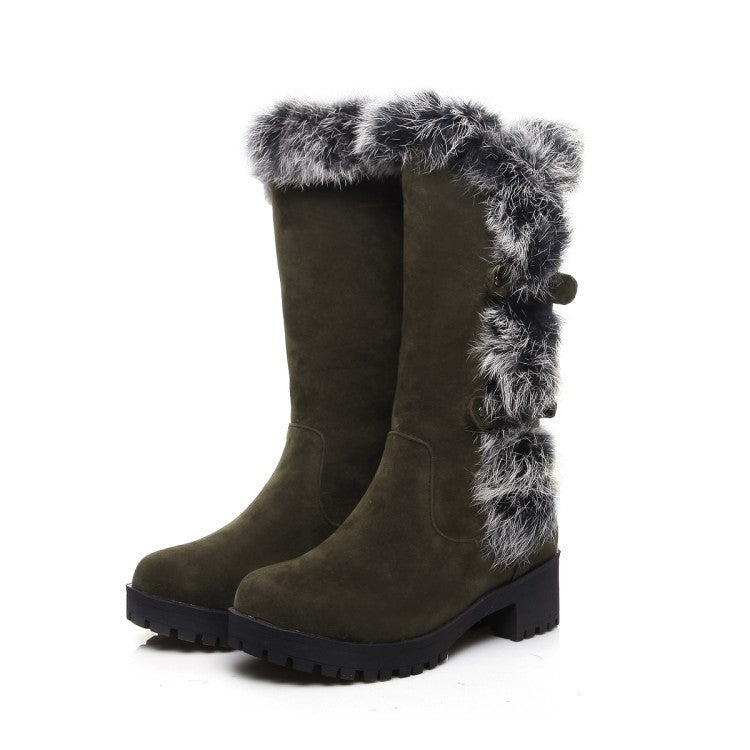 Remee - Schicke Winterstiefel aus Wildleder mit Fell und niedrigem Absatz für Damen