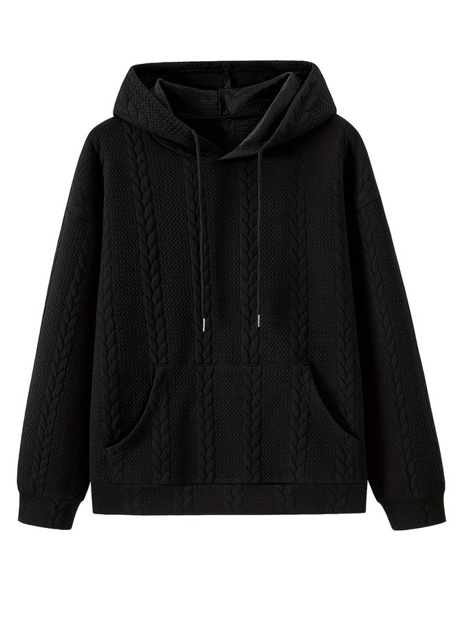 Schwarzer strukturierter Hoodie