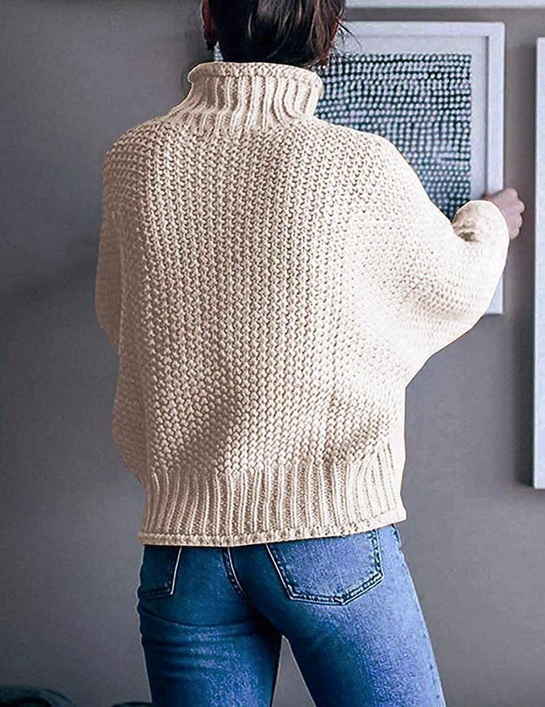 Einfarbiger Strickpullover für Frauen