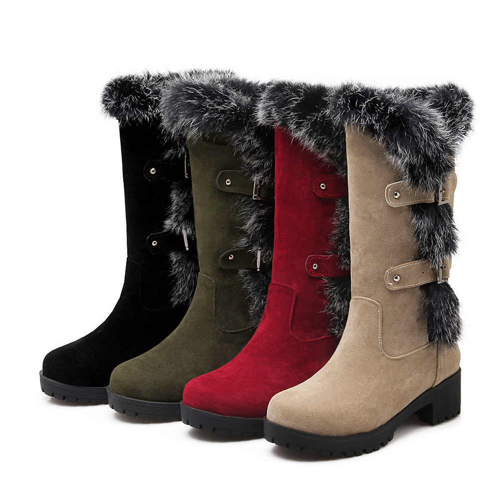 Remee - Schicke Winterstiefel aus Wildleder mit Fell und niedrigem Absatz für Damen