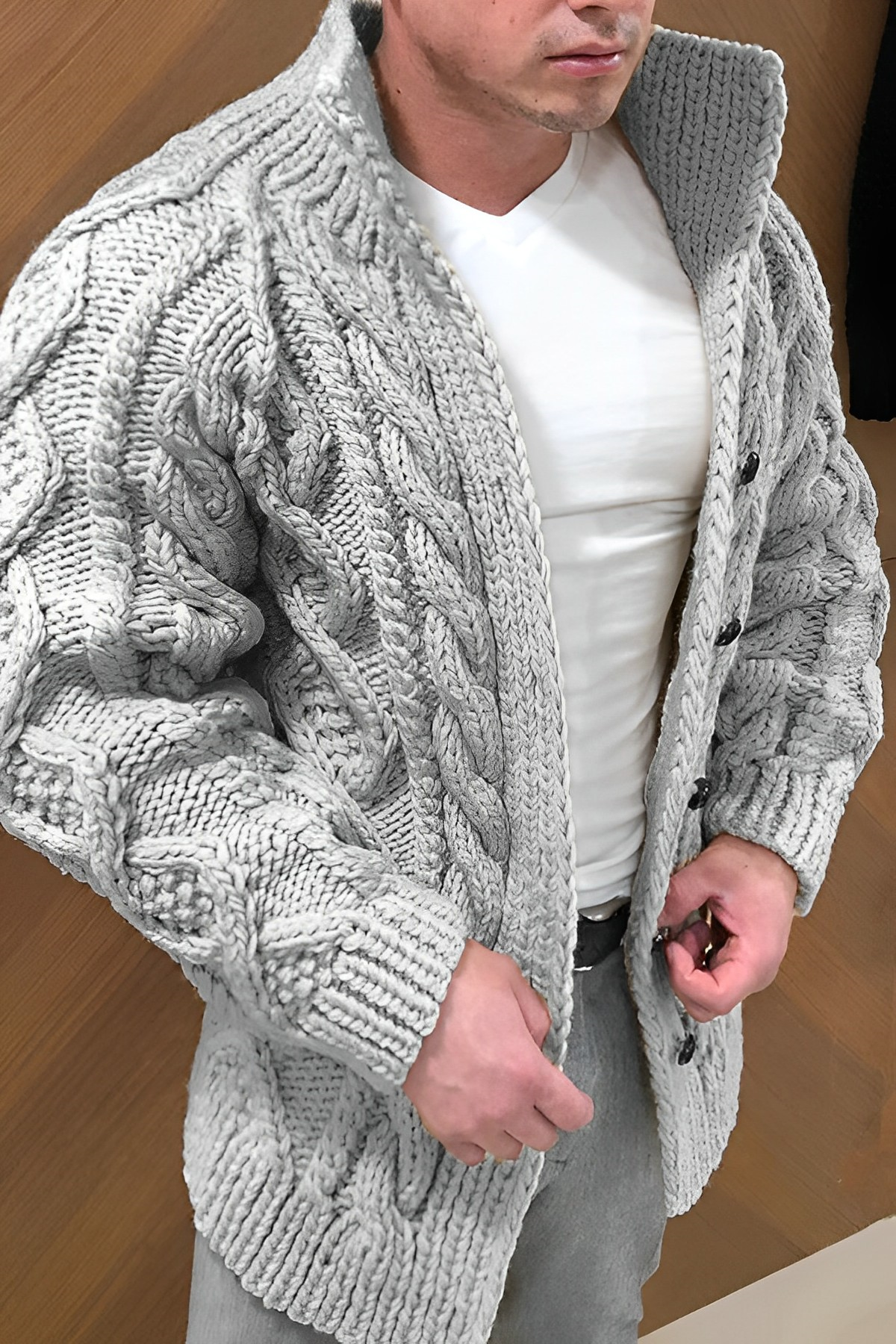 Adam | Warme Strickjacke mit Zopfmuster