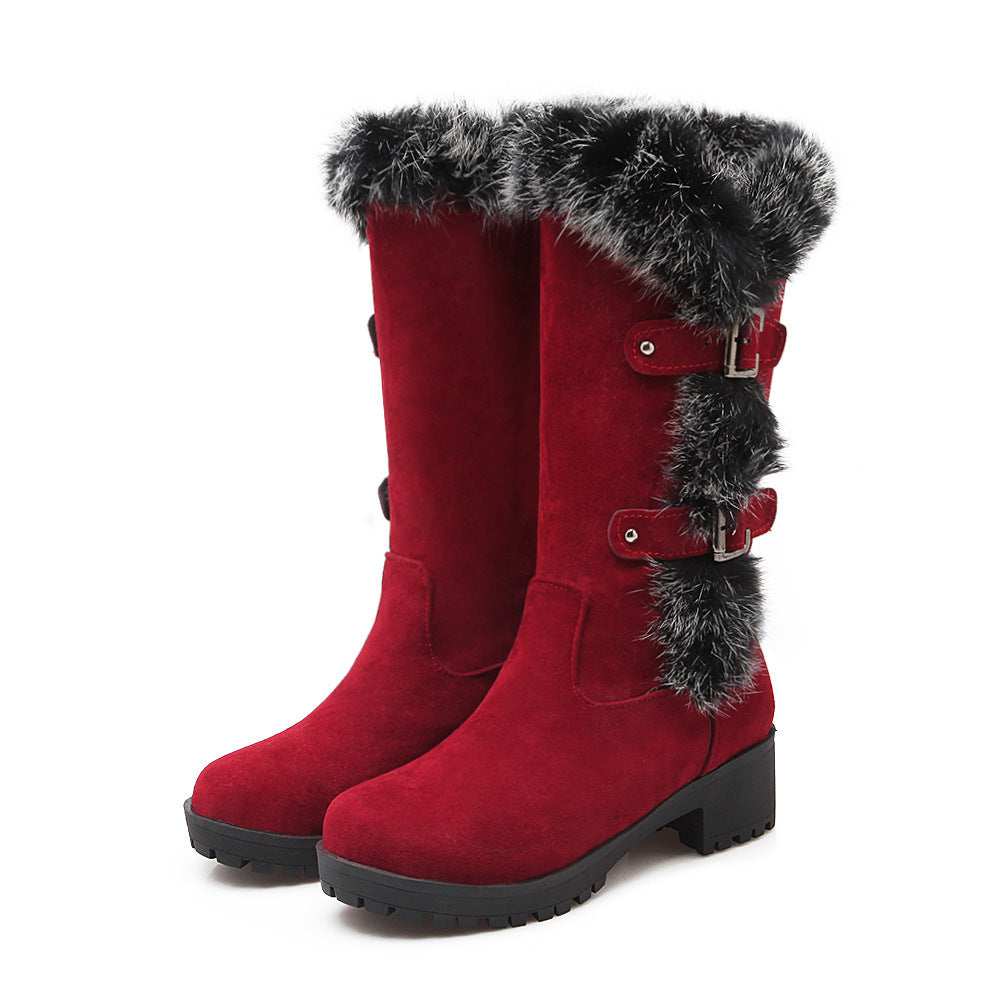 Remee - Schicke Winterstiefel aus Wildleder mit Fell und niedrigem Absatz für Damen