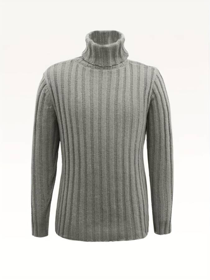 Lässiger grauer Rollkragenpullover