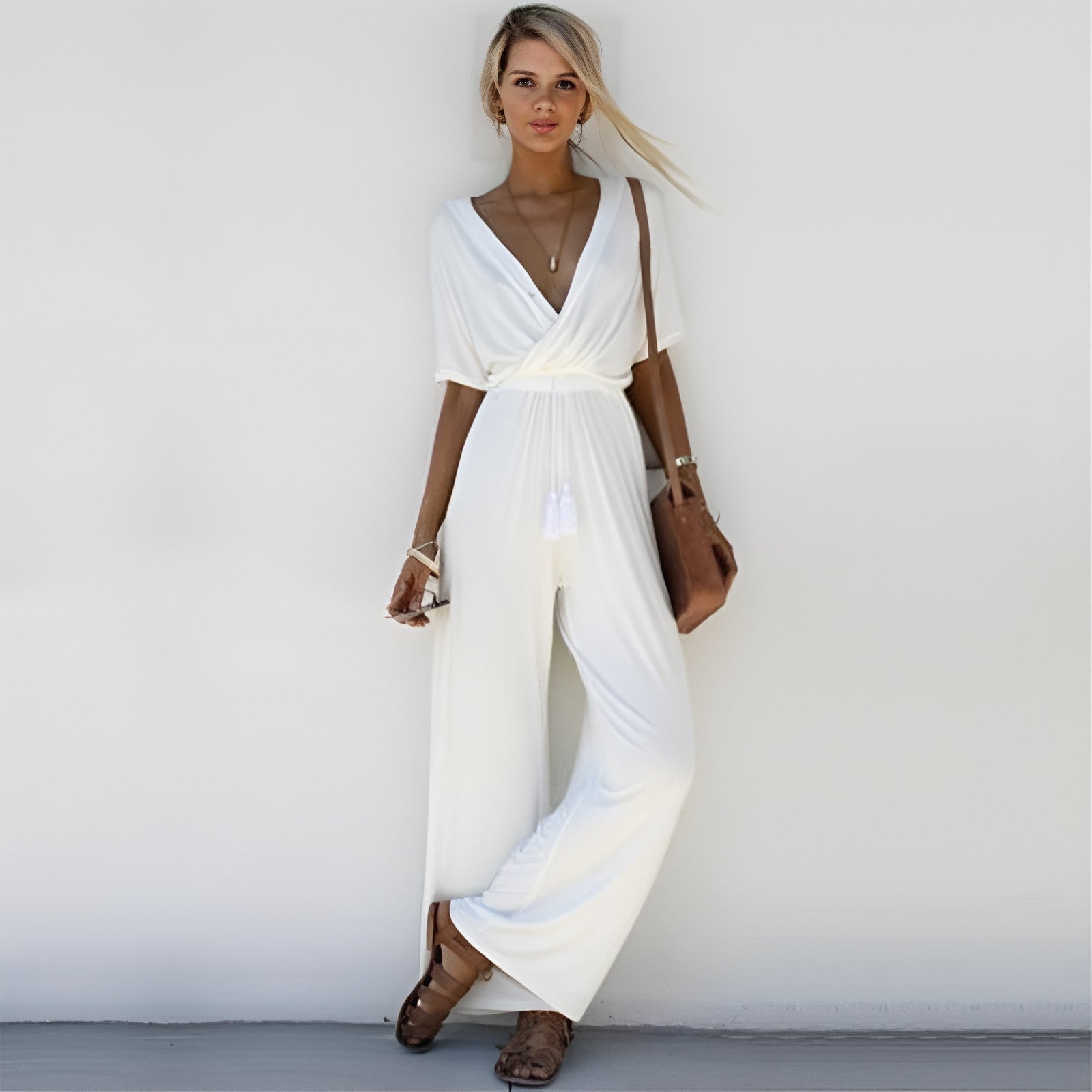 Jolijn Boho Jumpsuit Tiefer V-Ausschnitt