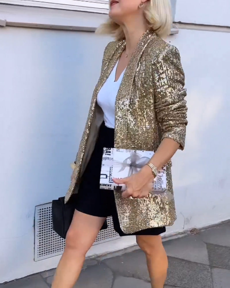 Goldfarbene Glitzerjacke mit Pailletten