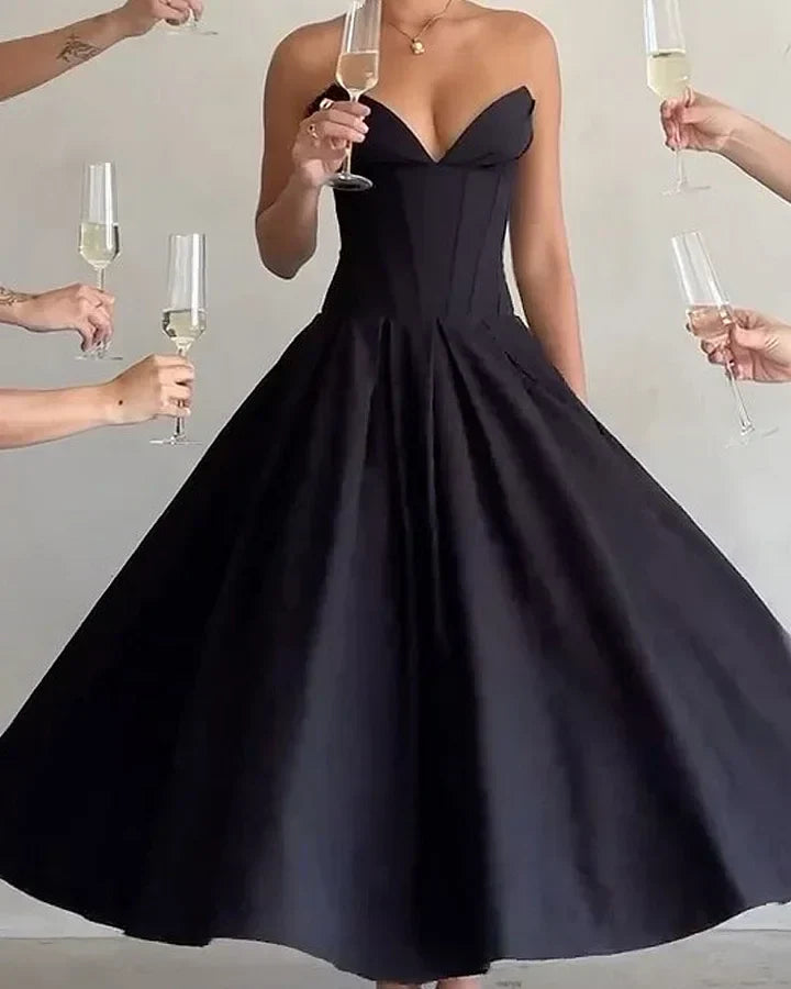 Eefje | Comfy Fischgrätenkleid mit Puffkleid