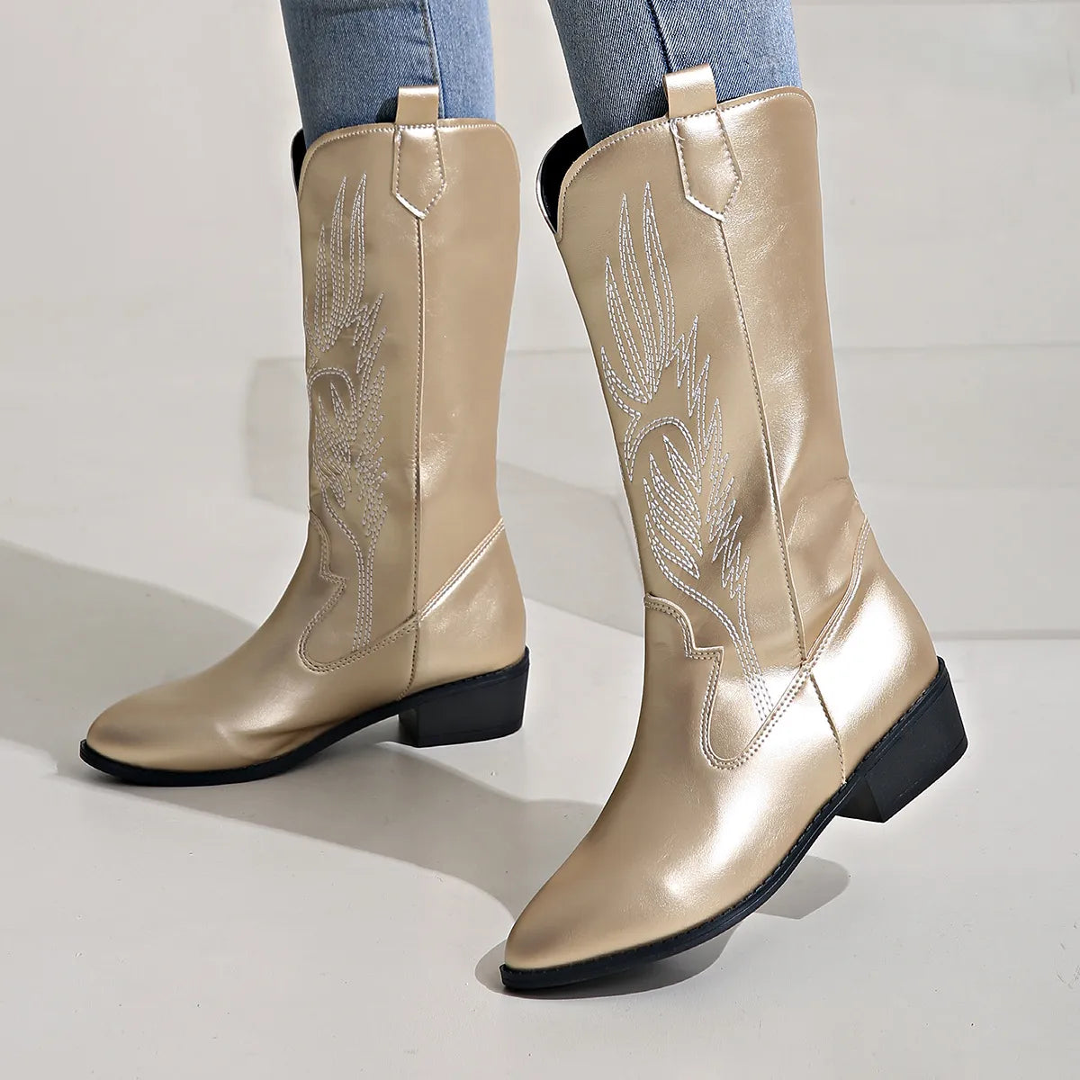 Mia | Leder-Cowboystiefel mit weichem Futter