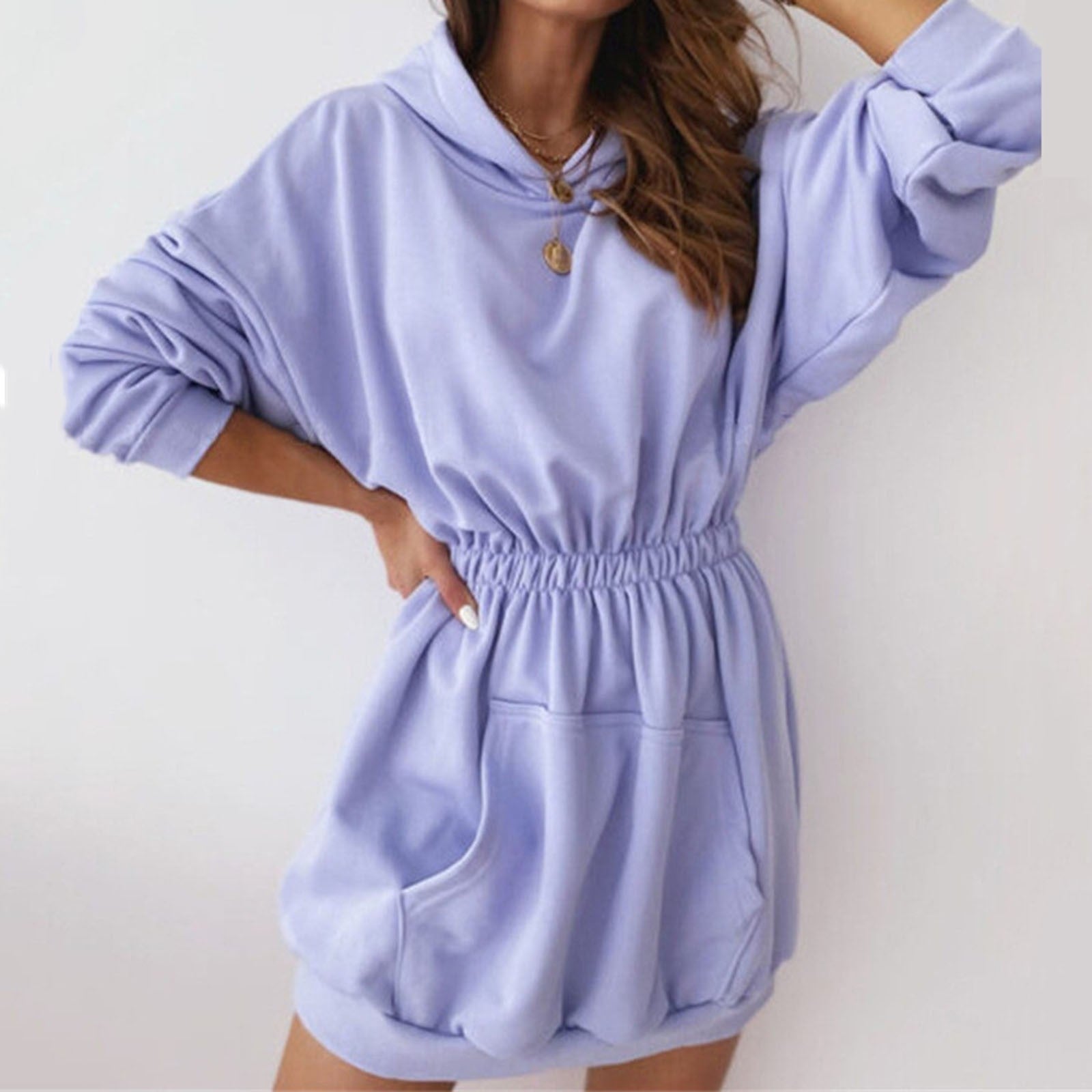 Lila oversized Hoodie-Kleid