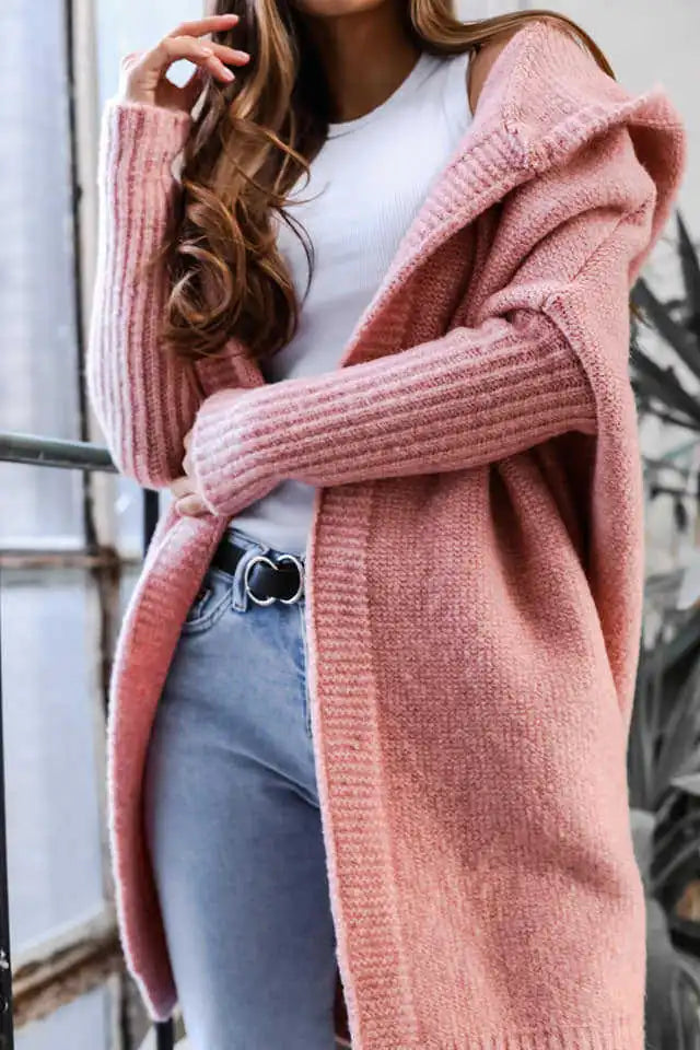 Oversized Strickjacke mit Kapuze