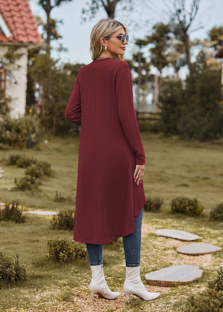 Lange bordeauxfarbene Cardigan