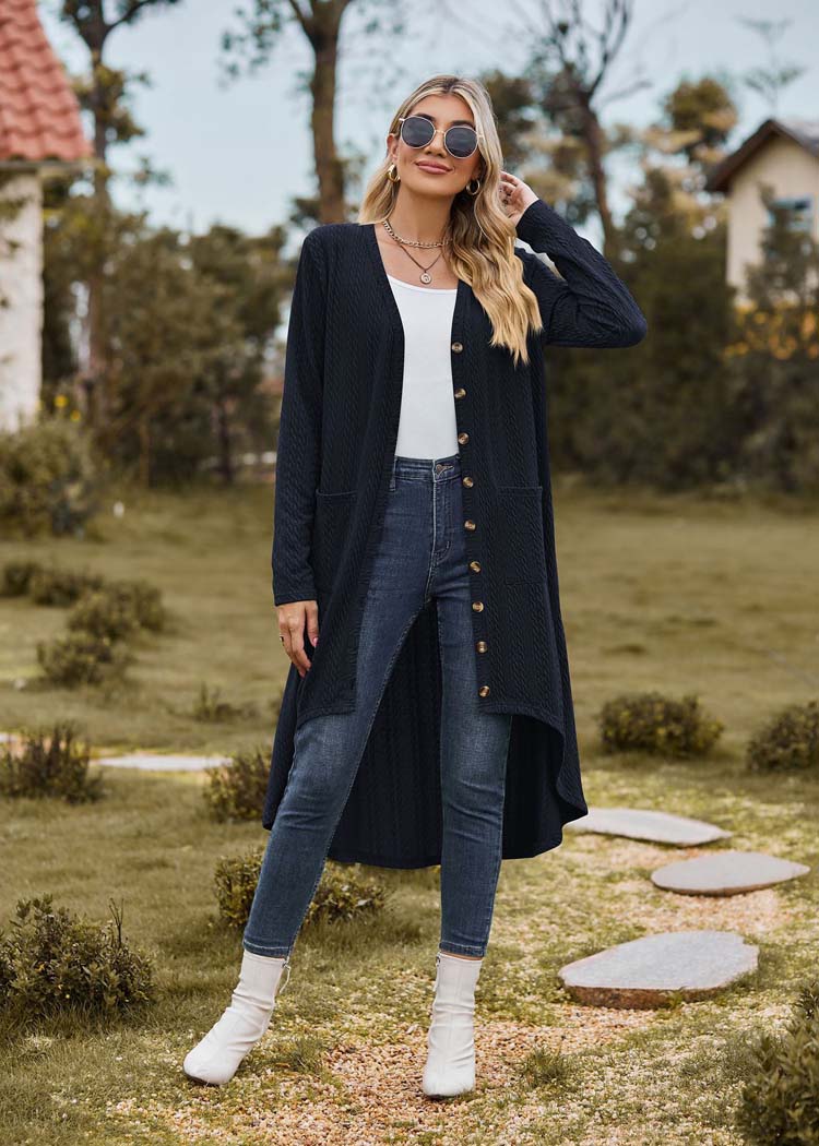 Lange dunkelblaue Cardigan