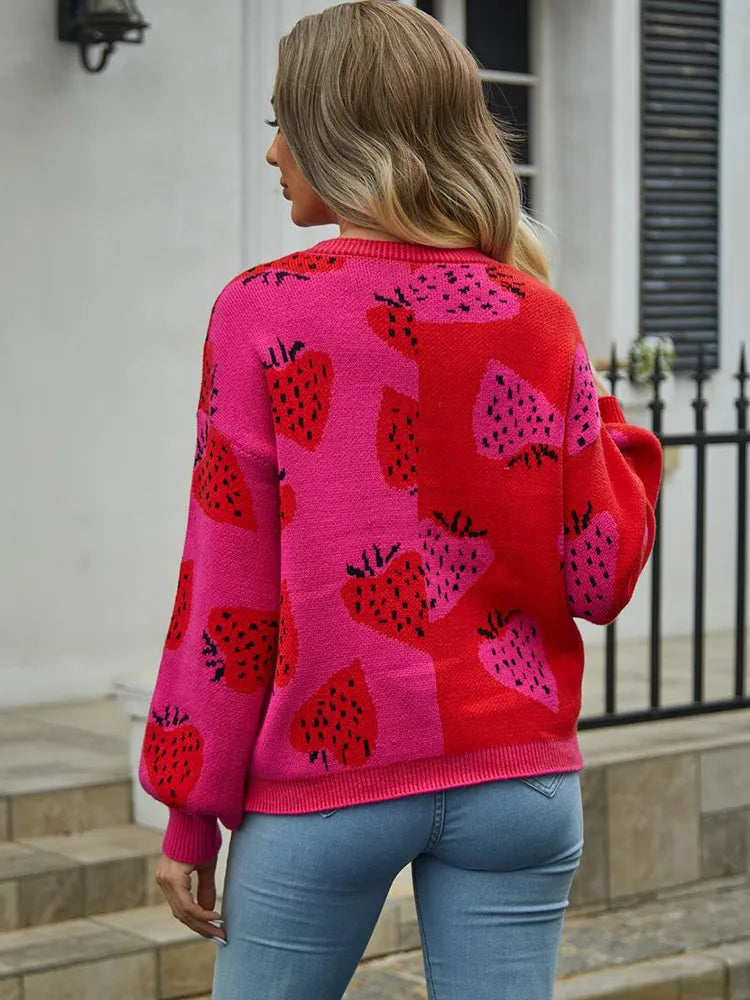 Strickjacke mit Erdbeeren