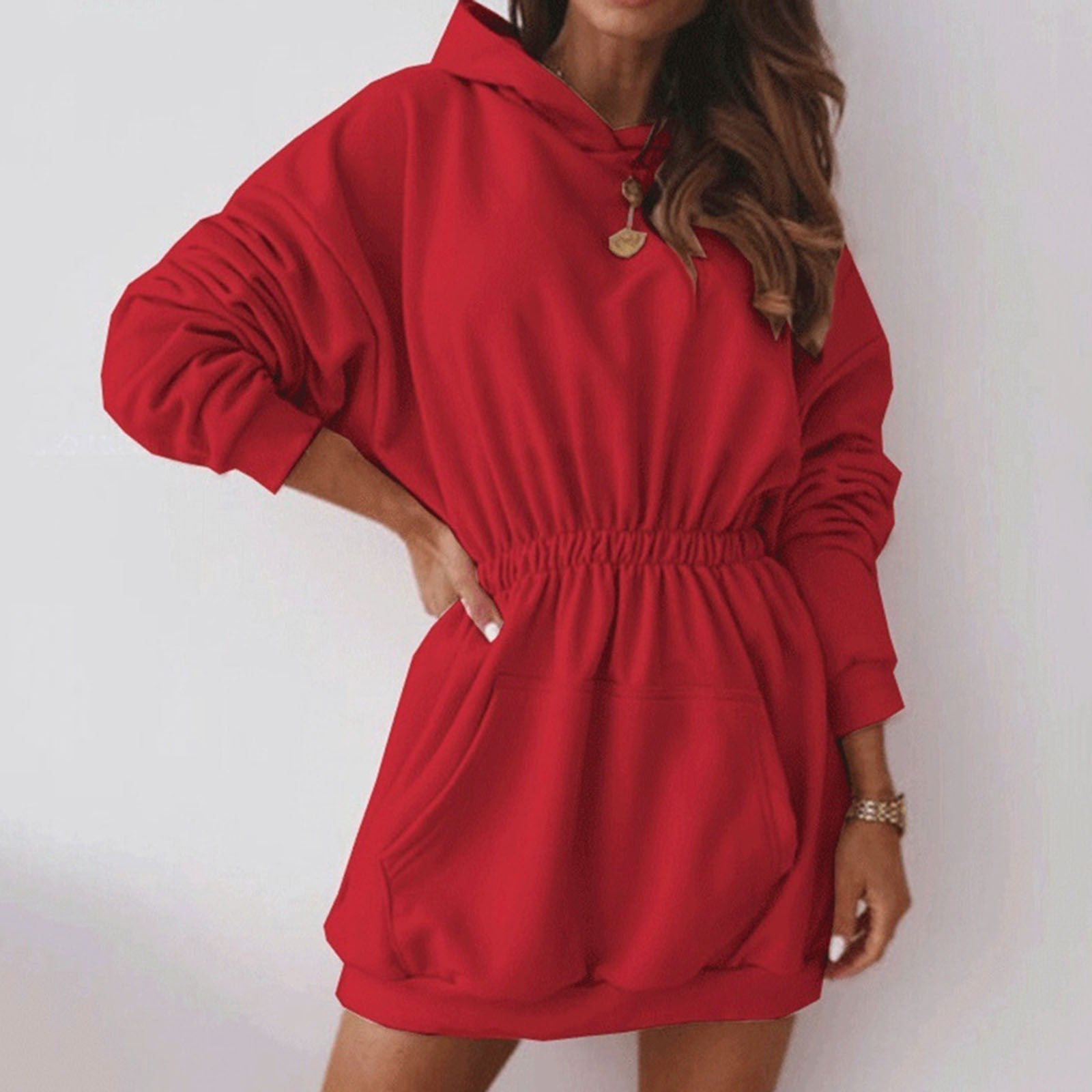 Rotes oversized Hoodie-Kleid