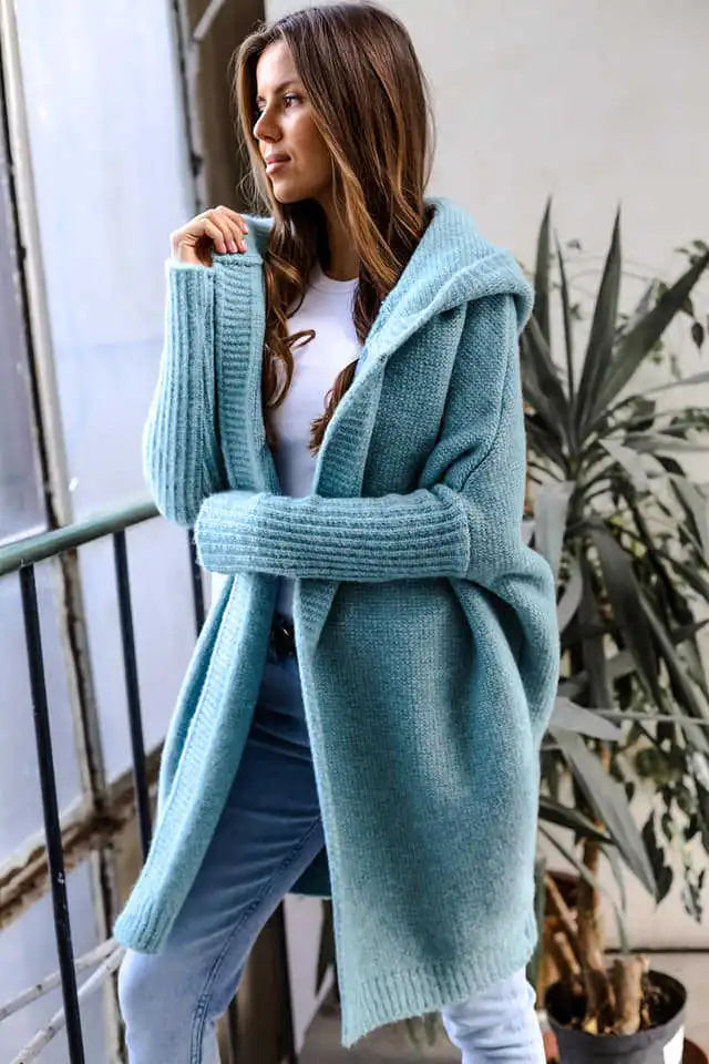 Oversized Strickjacke mit Kapuze